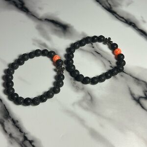 Black Lava Stone Bracelet Set | 8 mm Beads | Grounding & Energy